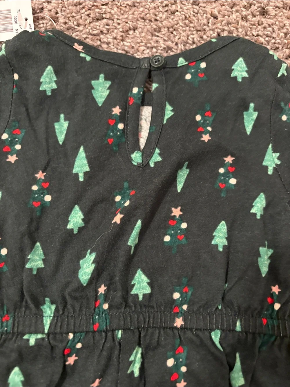 Red Santa Bodysuit & NWT Green Tree Print Romper - 6 months